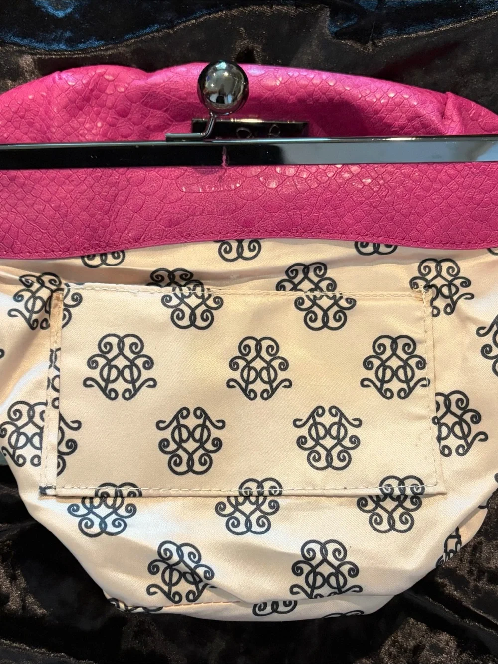 Jessica Simpson Pink Snake Embossed Kiss-Lock Purse Clutch